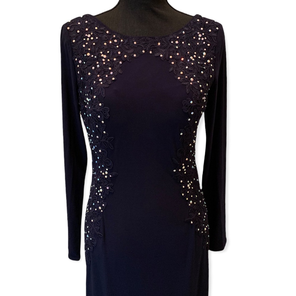 Gorgeous,Alex Evening, long black dress with Crystals, size 6